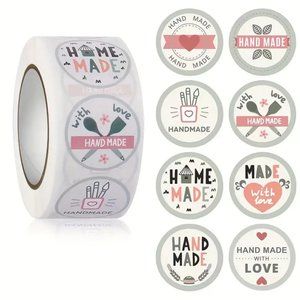 NEW 500 Stickers Variety of "Handmade" Stickers Baking, Craft Labels - Grey